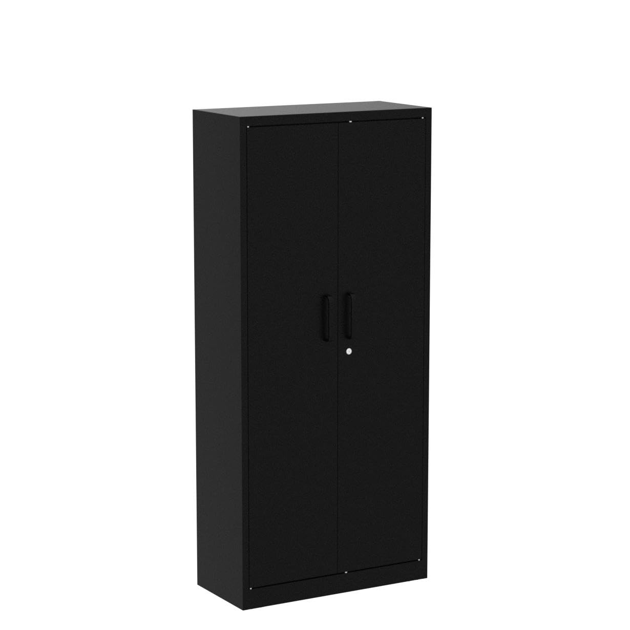 Yizosh 71" Metal Garage Storage Cabinet with Lock, 5 Shelves, Black