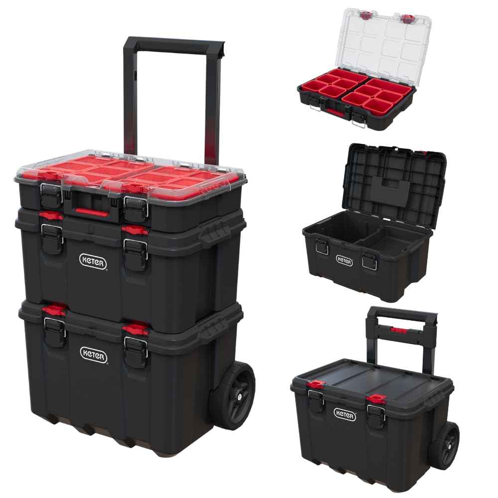 Keter Stack N Roll 3-Piece Modular Tool Box Storage System