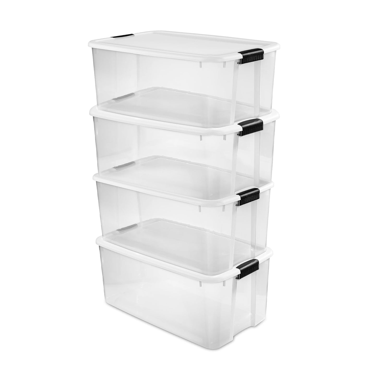 Sterilite 116 Qt Clear Latching Storage Bins with Lids, 4-Pack