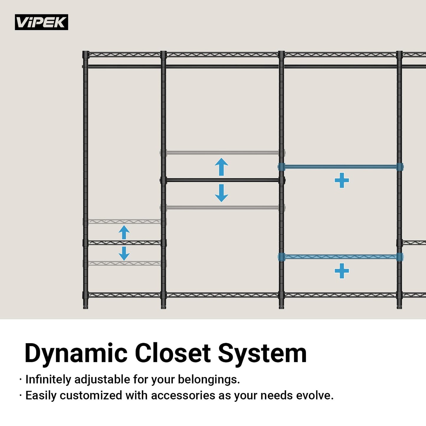 VIPEK V5 Heavy Duty Freestanding Modular Closet System, Black