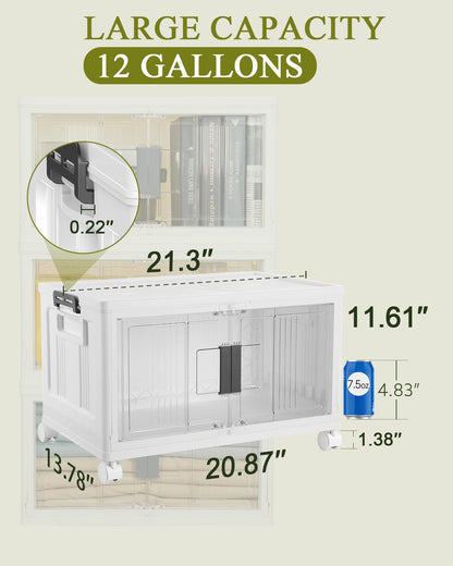 OlarHike 48QT Foldable Storage Bins with Lids, White, 4-Pack