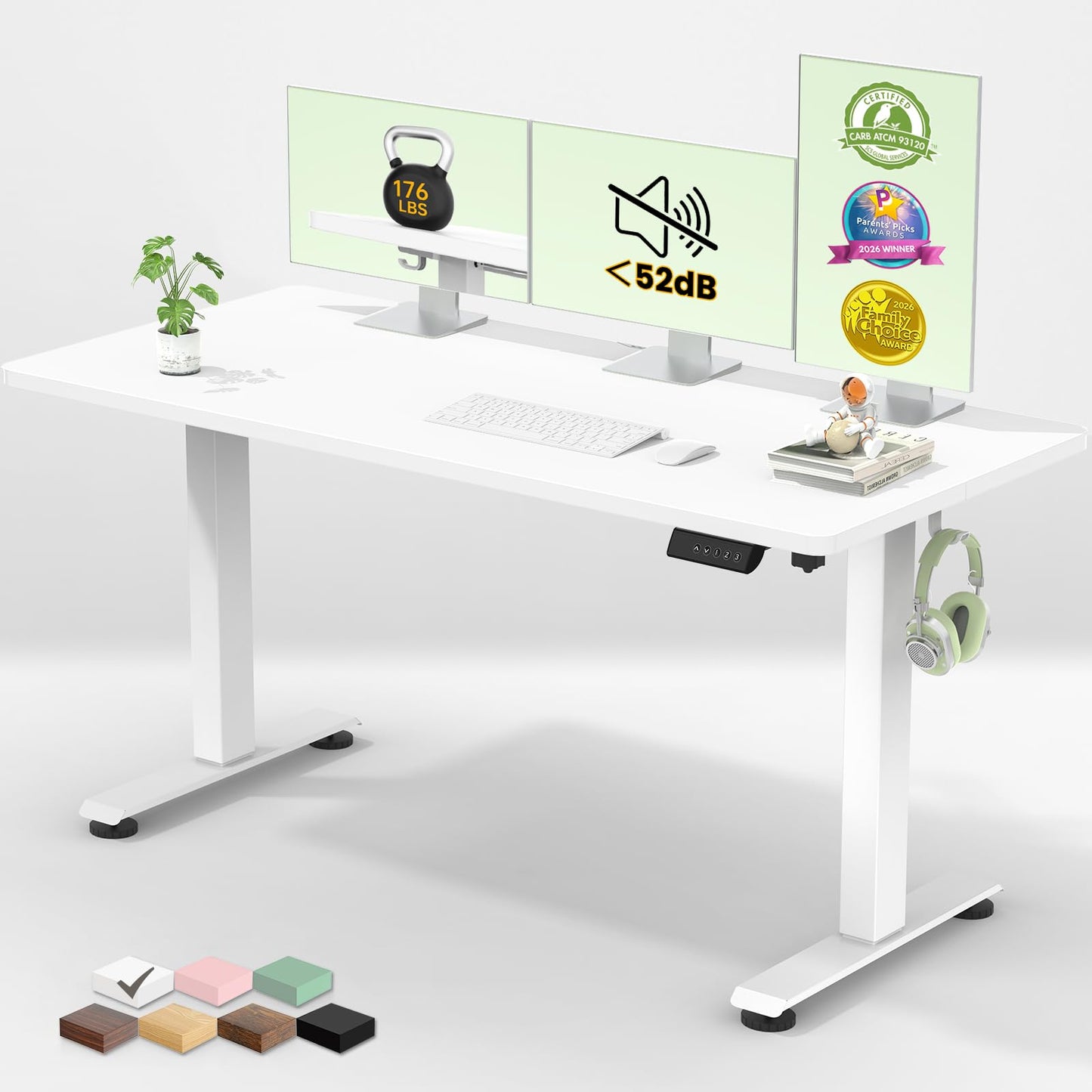 Veken 55" Electric Standing Desk with Memory Presets, White