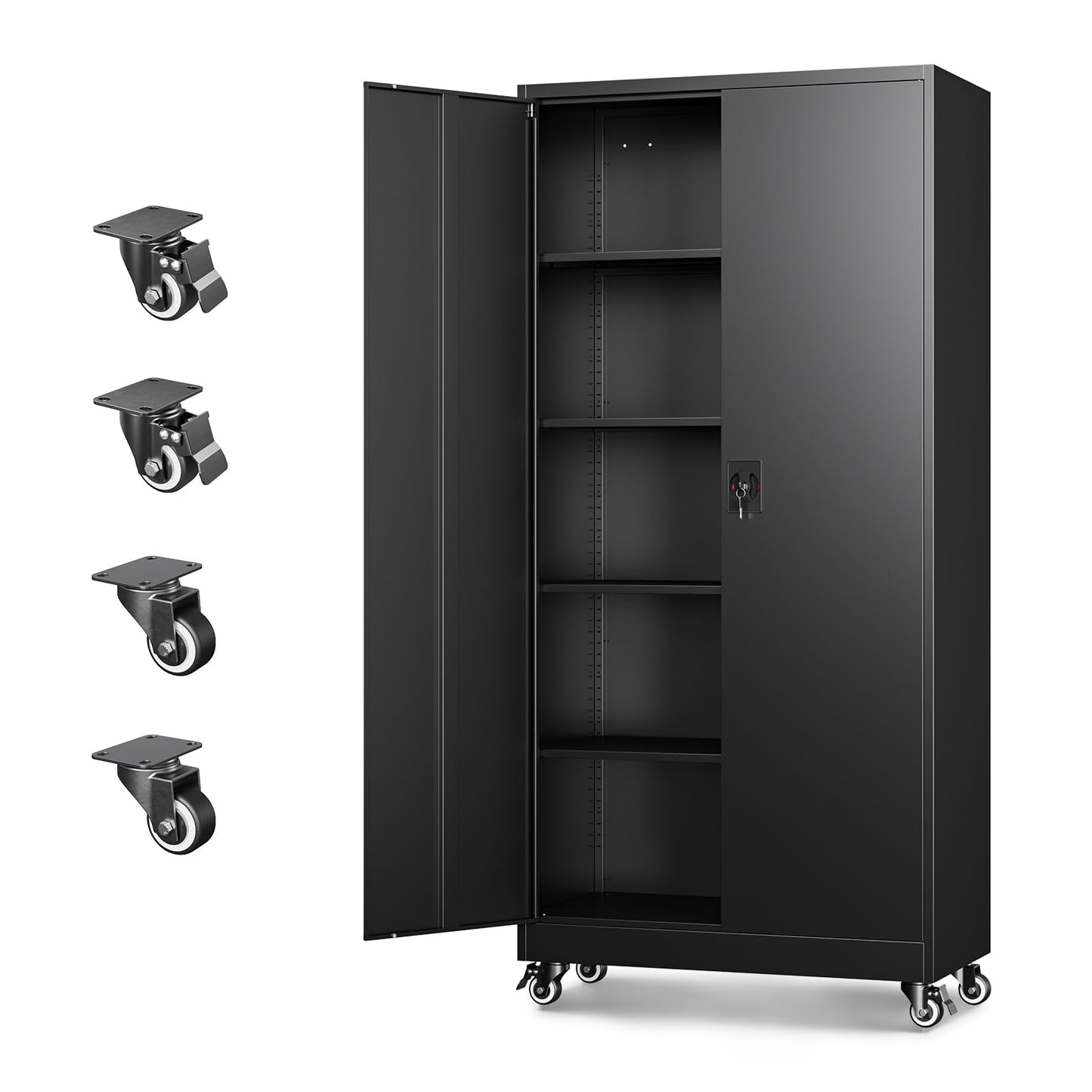 Letaya 75" Steel Garage Storage Cabinet with Wheels & Lock