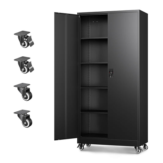Letaya 75" Steel Garage Storage Cabinet with Wheels & Lock