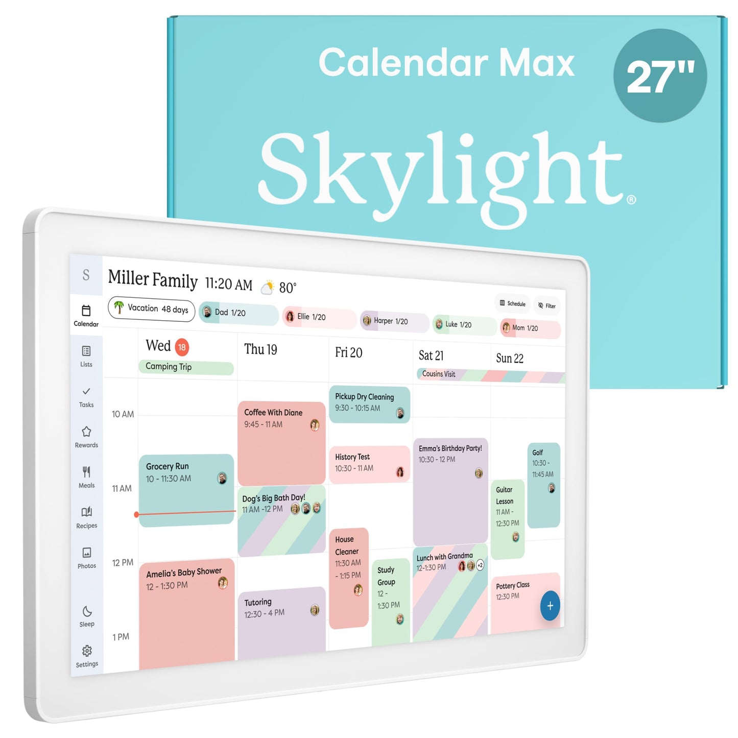 Skylight Calendar Max 27" Touchscreen Digital Family Calendar, White