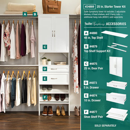 ClosetMaid SuiteSymphony 25" Wood Closet Organizer Starter Kit