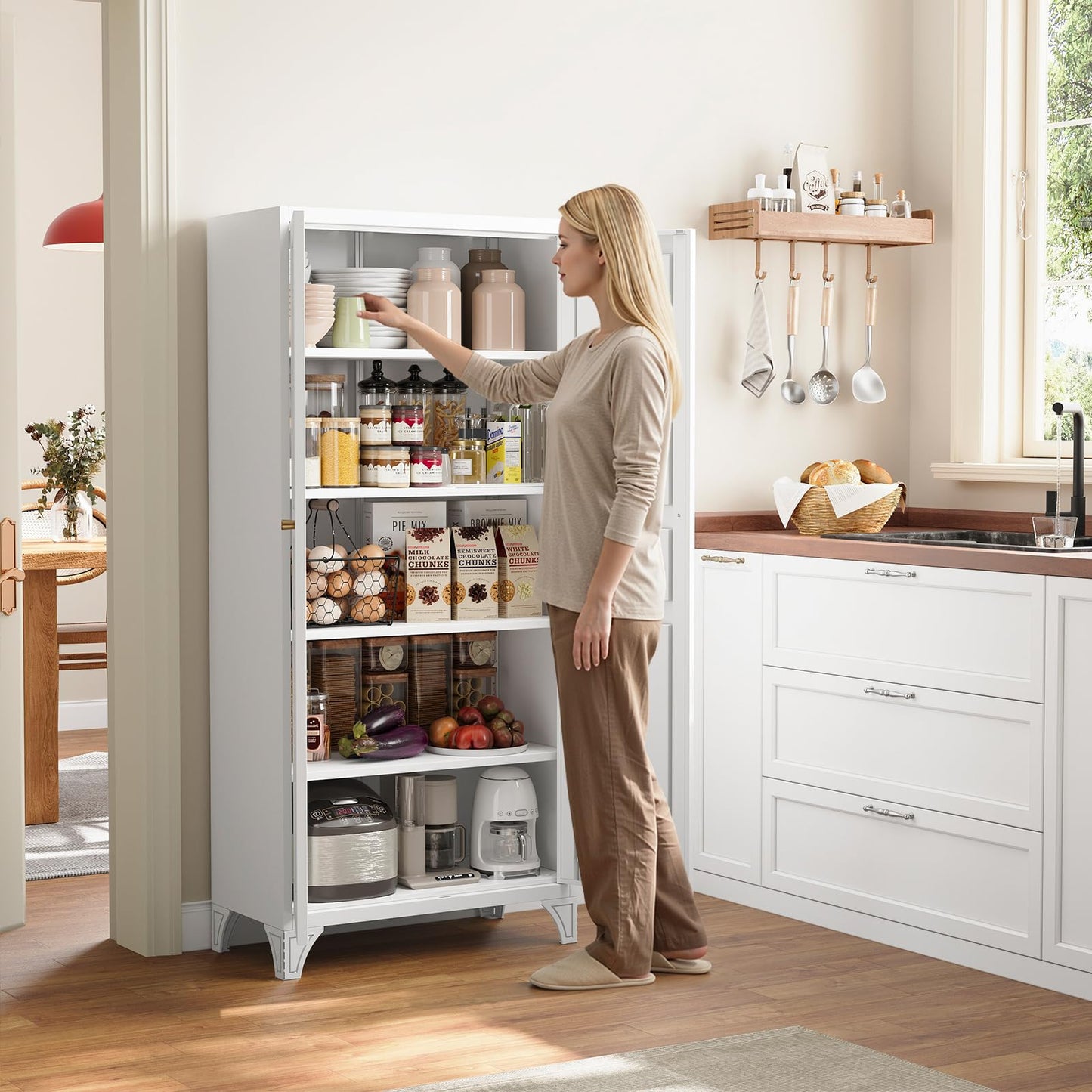 Yizosh 61" Metal Storage Cabinet with 2 Doors & Shelves