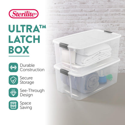 Sterilite 116 Qt Clear Latching Storage Bins with Lids, 4-Pack