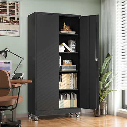 Letaya 75" Steel Garage Storage Cabinet with Wheels & Lock
