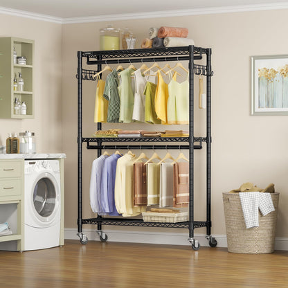 VIPEK R2 Plus Heavy Duty Rolling Clothes Rack for Hanging Clothes, Black
