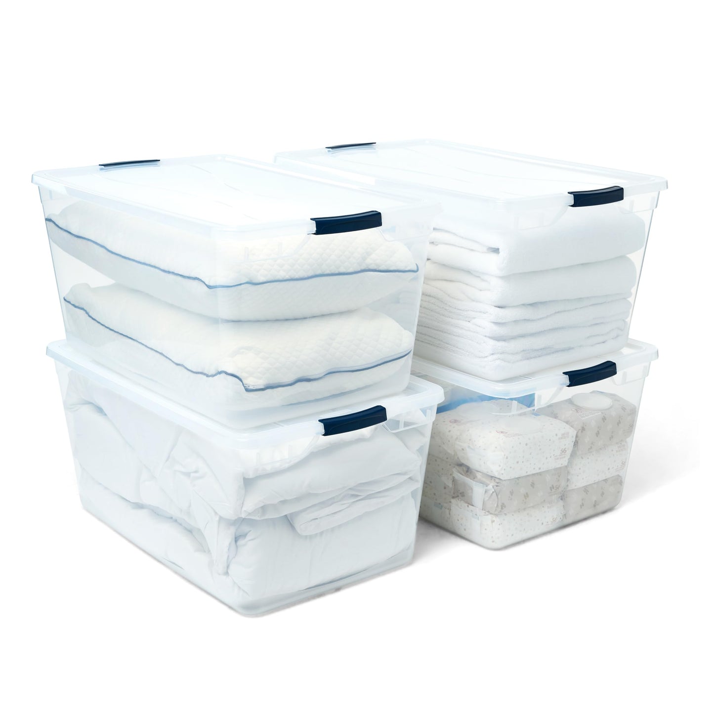 Rubbermaid Cleverstore 95QT Clear Storage Bins with Lids, 4-Pack