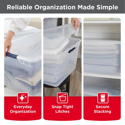 Rubbermaid Cleverstore 95QT Clear Storage Bins with Lids, 4-Pack
