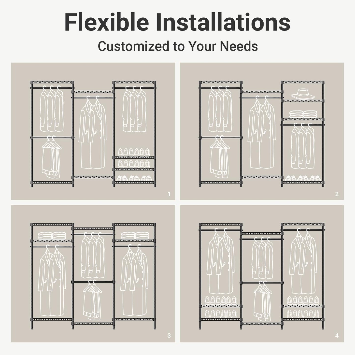 VIPEK V5 Heavy Duty Freestanding Modular Closet System, Black