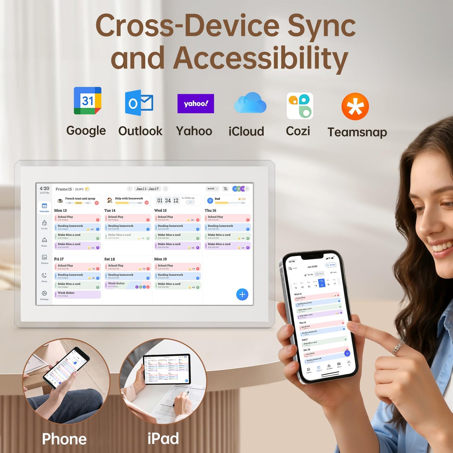 15.6" Digital Calendar Wall Touch Screen & Chore Chart