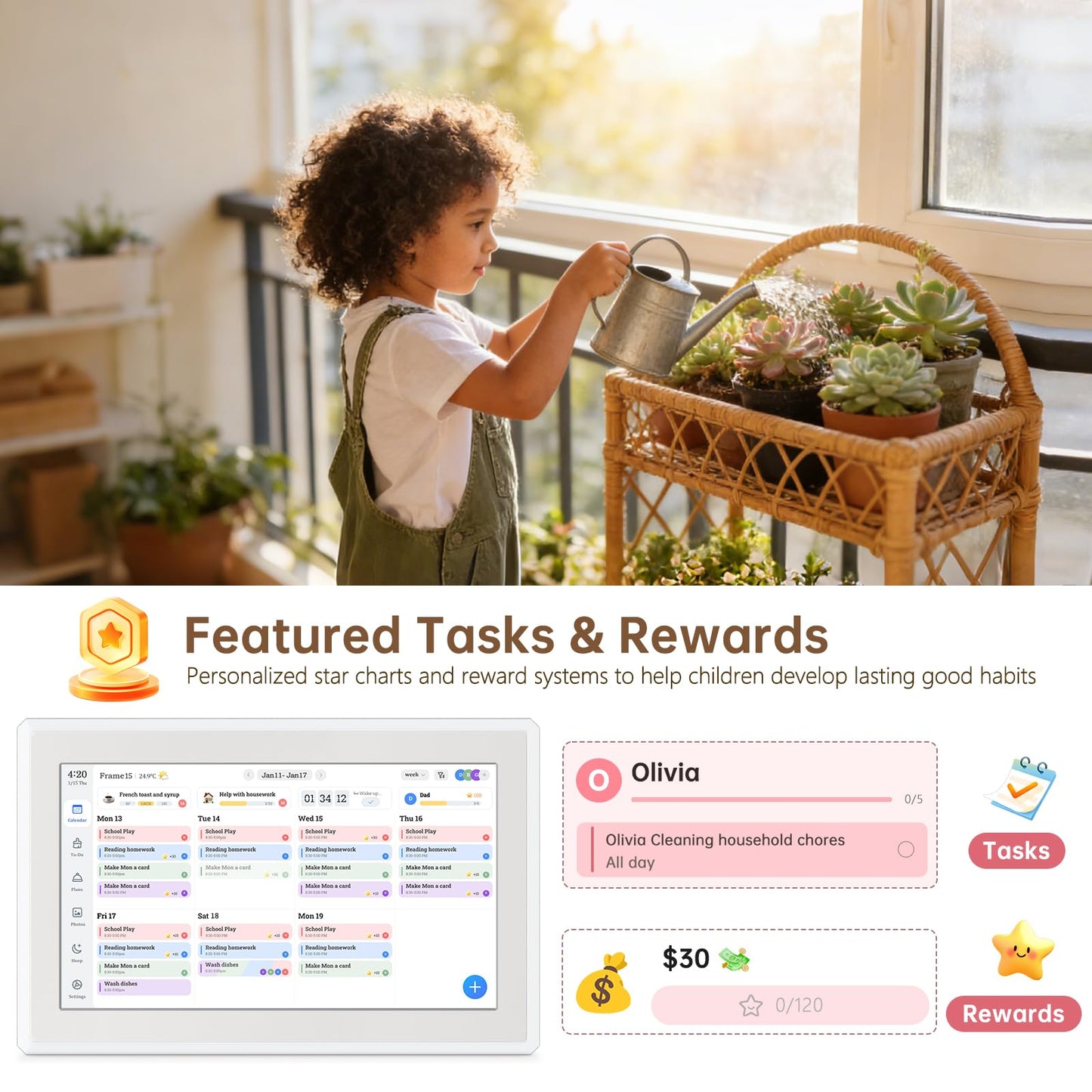 15.6" Digital Calendar Wall Touch Screen & Chore Chart