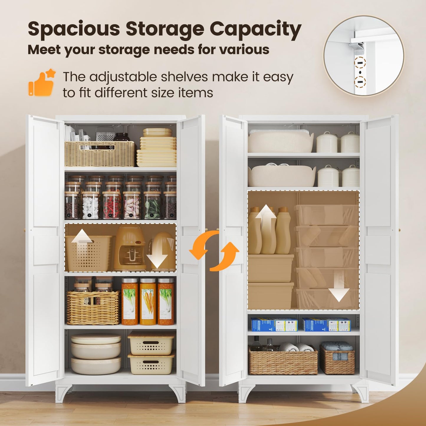 Yizosh 61" Metal Storage Cabinet with 2 Doors & Shelves