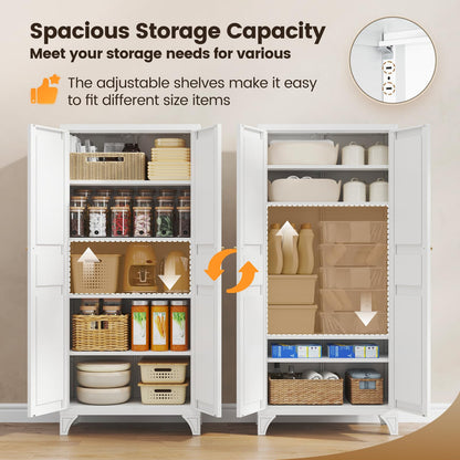 Yizosh 61" Metal Storage Cabinet with 2 Doors & Shelves