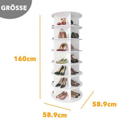 SpaceAid 7-Tier Rotating Shoe Rack Tower, 360° Spinning Carousel, White