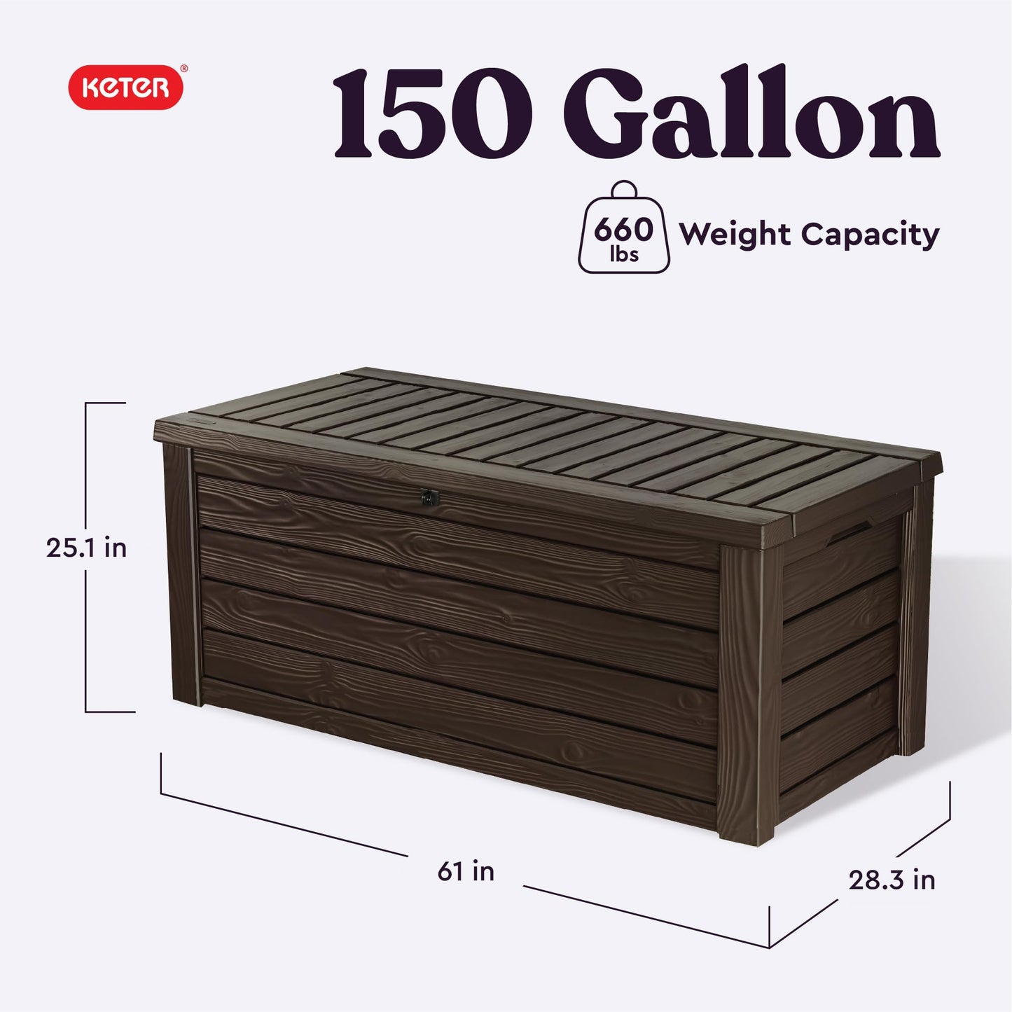 Keter Westwood 150-Gallon Outdoor Deck Storage Box, Brown