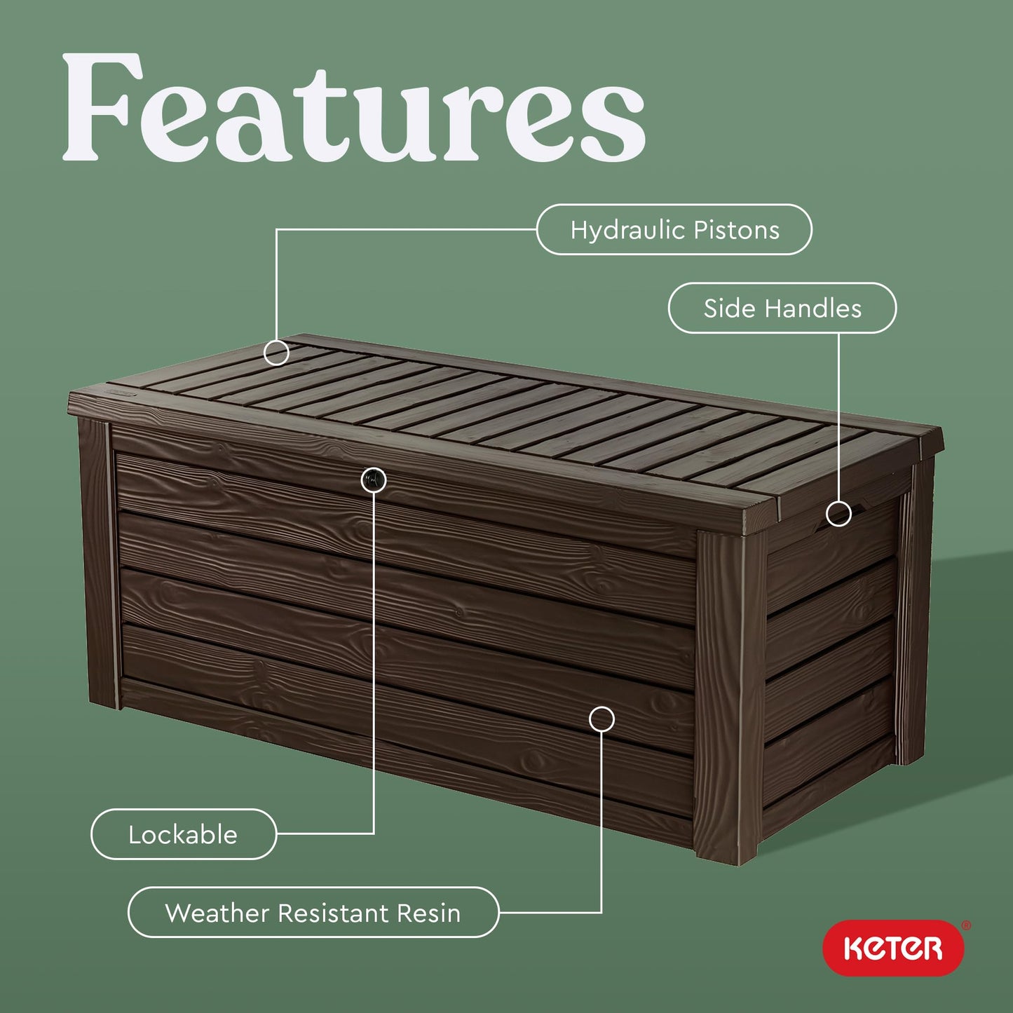 Keter Westwood 150-Gallon Outdoor Deck Storage Box, Brown