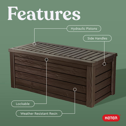 Keter Westwood 150-Gallon Outdoor Deck Storage Box, Brown