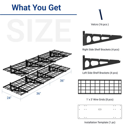 FLEXIMOUNTS 2-Pack Wall Mounted Garage Shelves 2x6ft – 1400 lbs