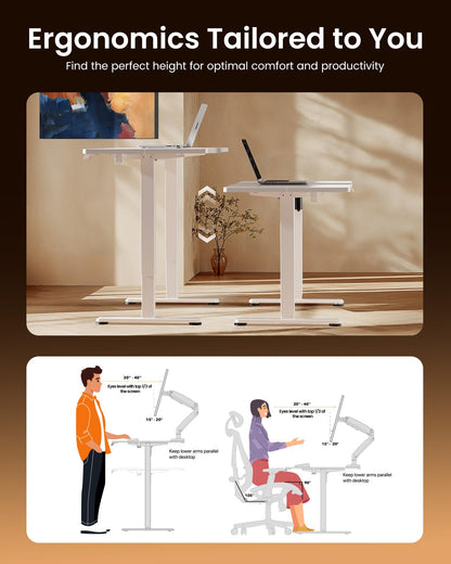 ErGear 48x24" Electric Height Adjustable Standing Desk – White