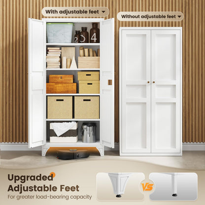 Yizosh 61" Metal Storage Cabinet with 2 Doors & Shelves
