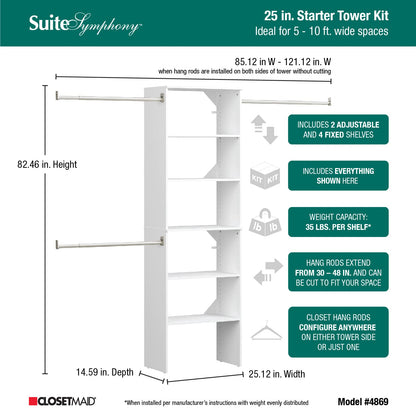 ClosetMaid SuiteSymphony 25" Wood Closet Organizer Starter Kit