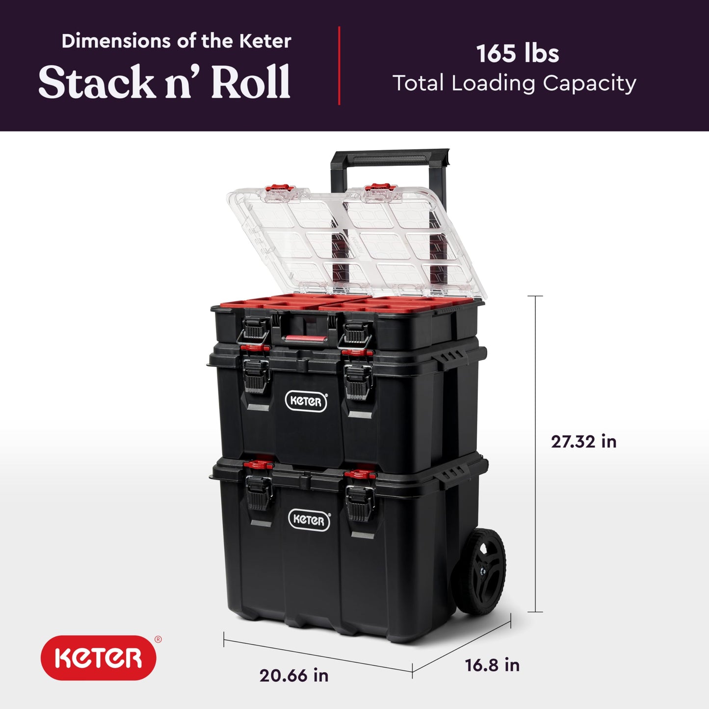 Keter Stack N Roll 3-Piece Modular Tool Box Storage System