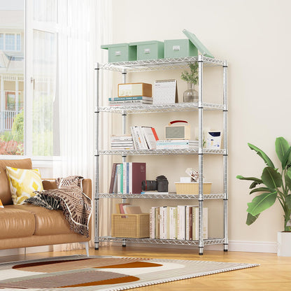 M MZG 5-Tier Steel Wire Shelving Unit, 1750 LBS, 47x72 Inch