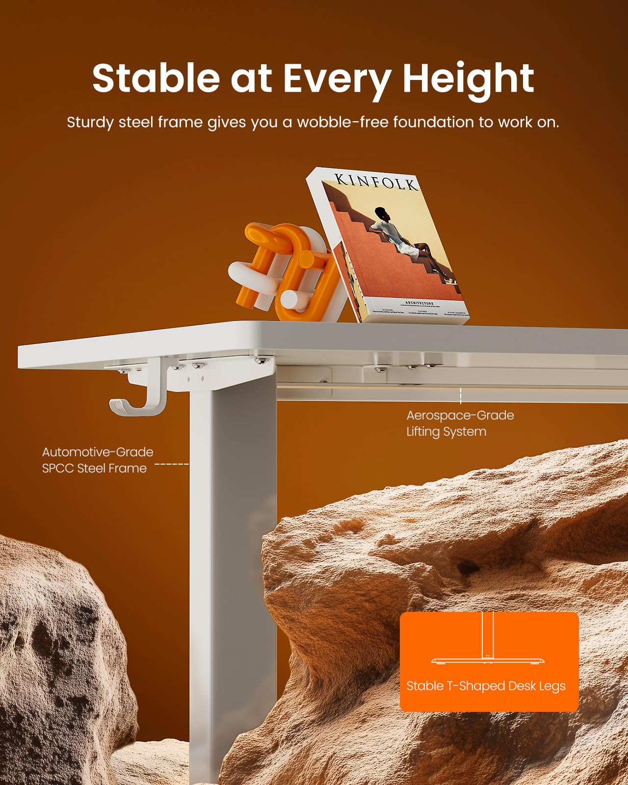 ErGear 48x24" Electric Height Adjustable Standing Desk – White