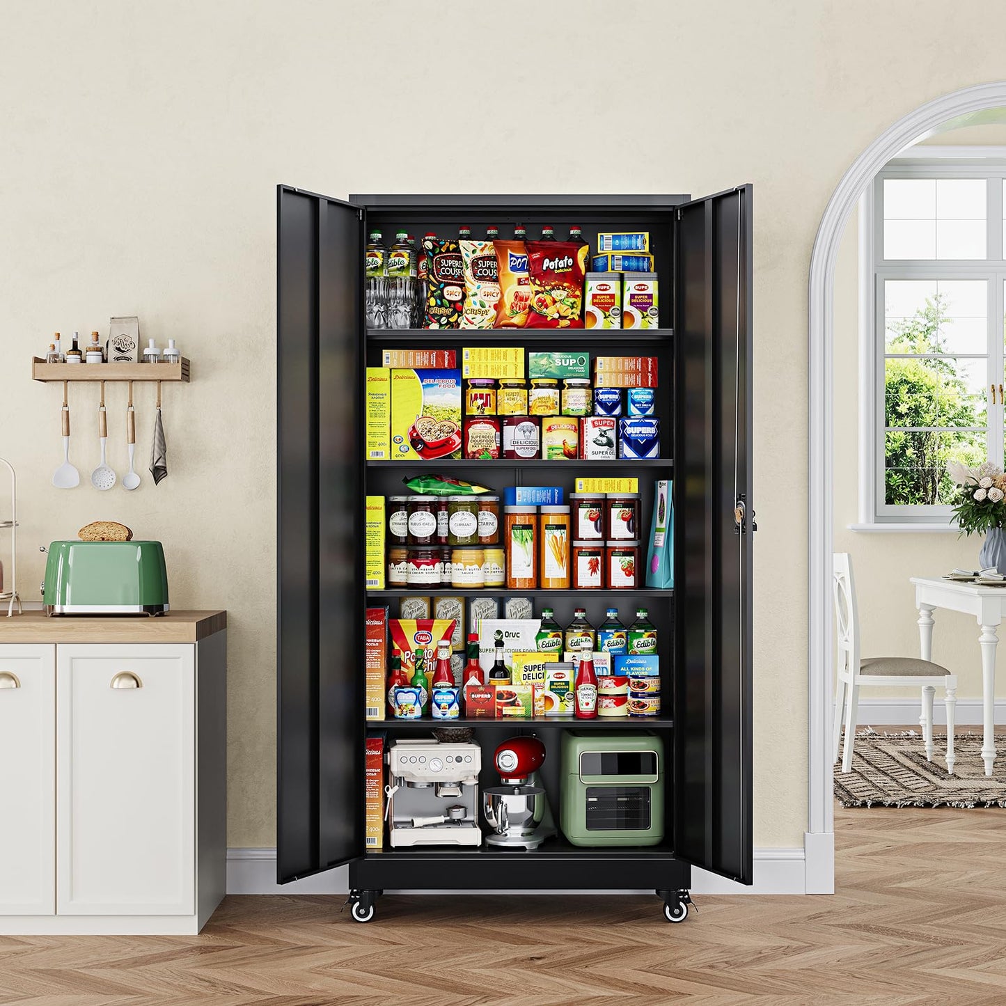 Letaya 75" Steel Garage Storage Cabinet with Wheels & Lock