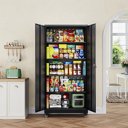Letaya 75" Steel Garage Storage Cabinet with Wheels & Lock