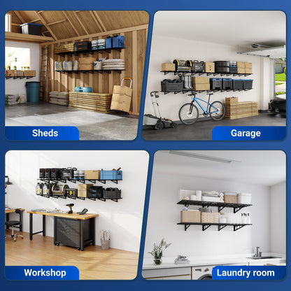 FLEXIMOUNTS 2-Pack Wall Mounted Garage Shelves 2x6ft – 1400 lbs