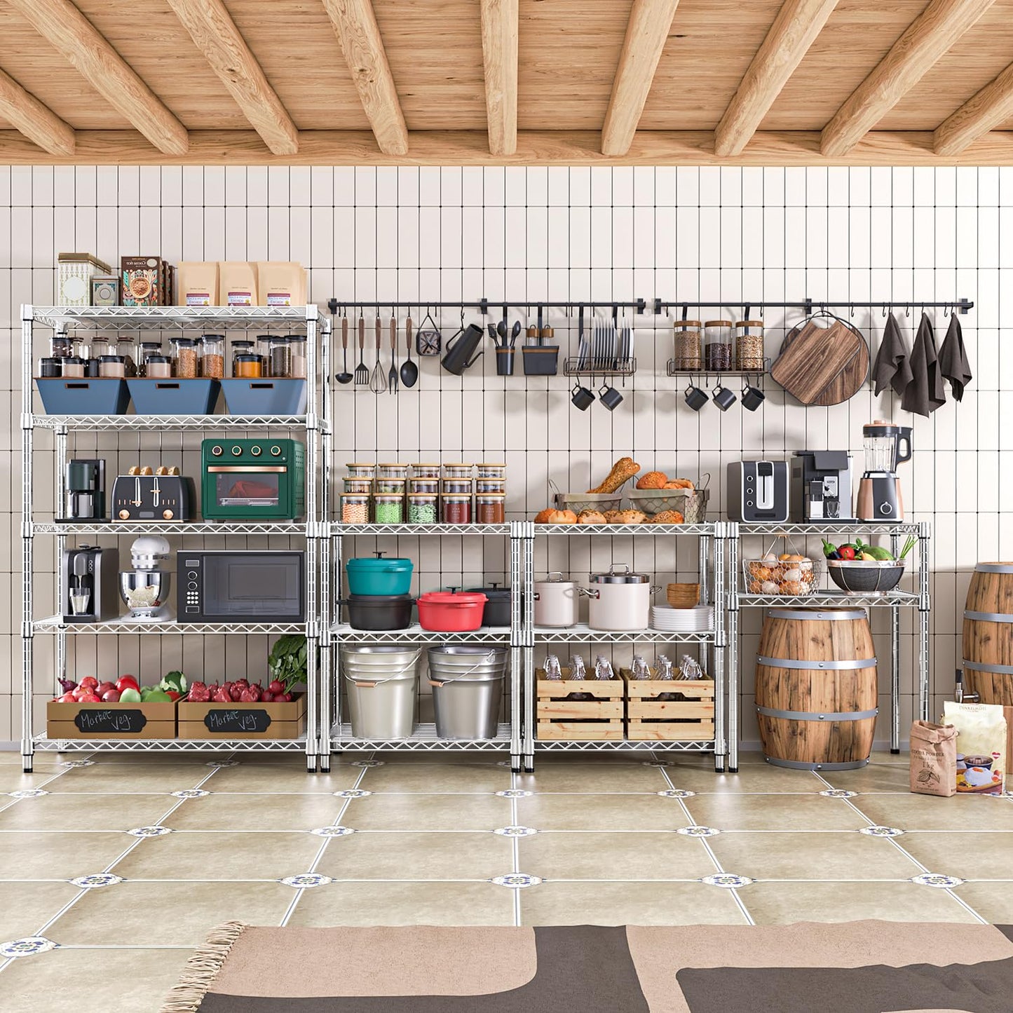 M MZG 5-Tier Steel Wire Shelving Unit, 1750 LBS, 47x72 Inch