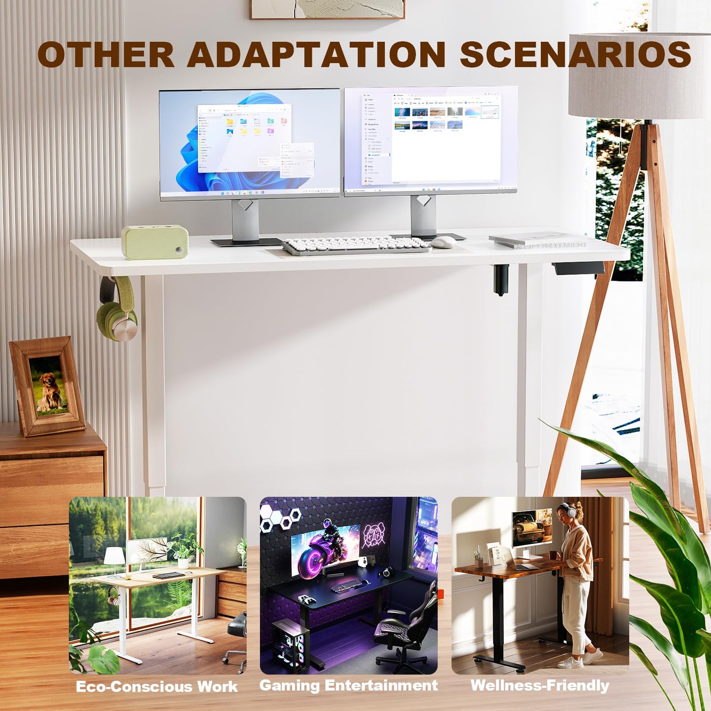 Veken 55" Electric Standing Desk with Memory Presets, White