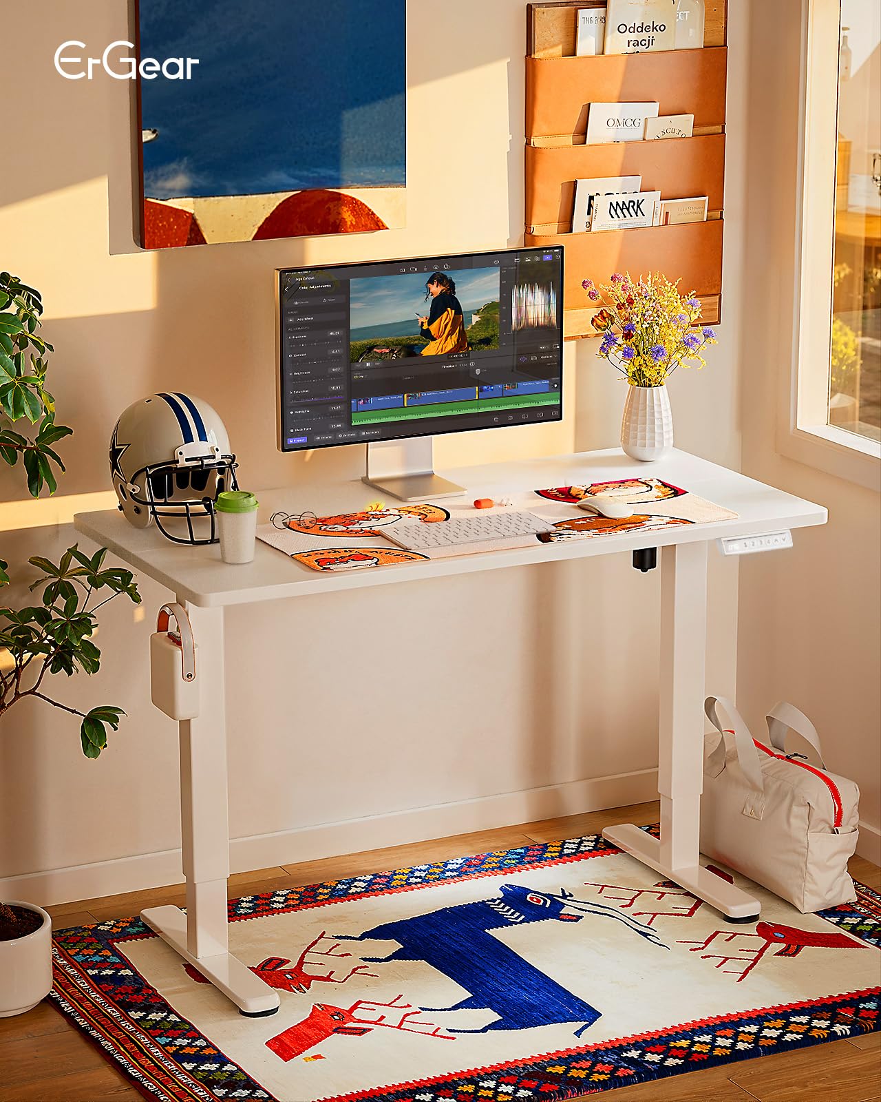 ErGear 48x24" Electric Height Adjustable Standing Desk – White
