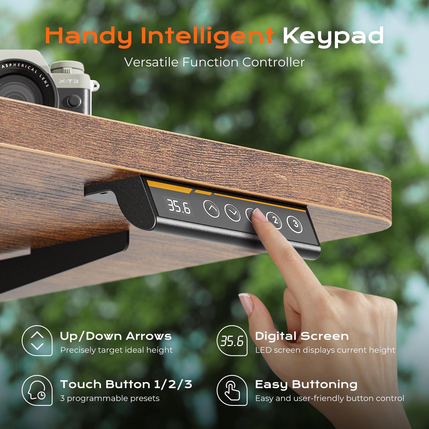 Huuger 55x28 Electric Height Adjustable Standing Desk, Rustic Brown