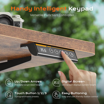 Huuger 55x28 Electric Height Adjustable Standing Desk, Rustic Brown