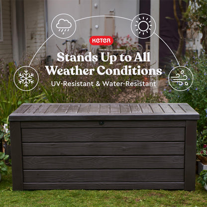 Keter Westwood 150-Gallon Outdoor Deck Storage Box, Brown