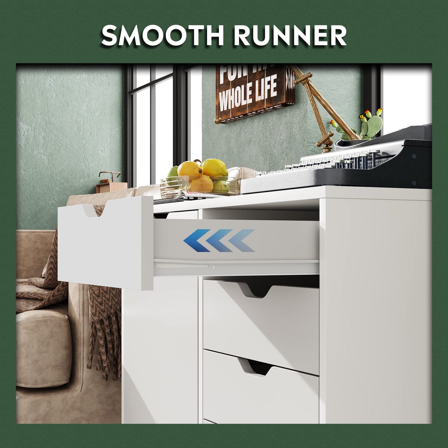 DEVAISE 5-Drawer Wood Storage Cabinet for Home & Office – White