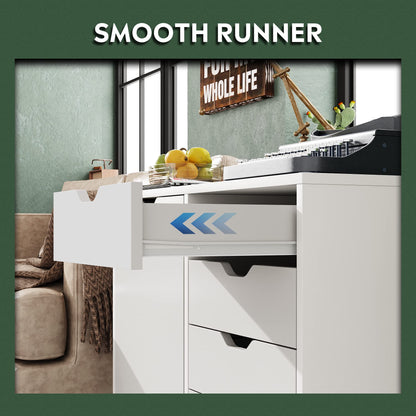 DEVAISE 5-Drawer Wood Storage Cabinet for Home & Office – White