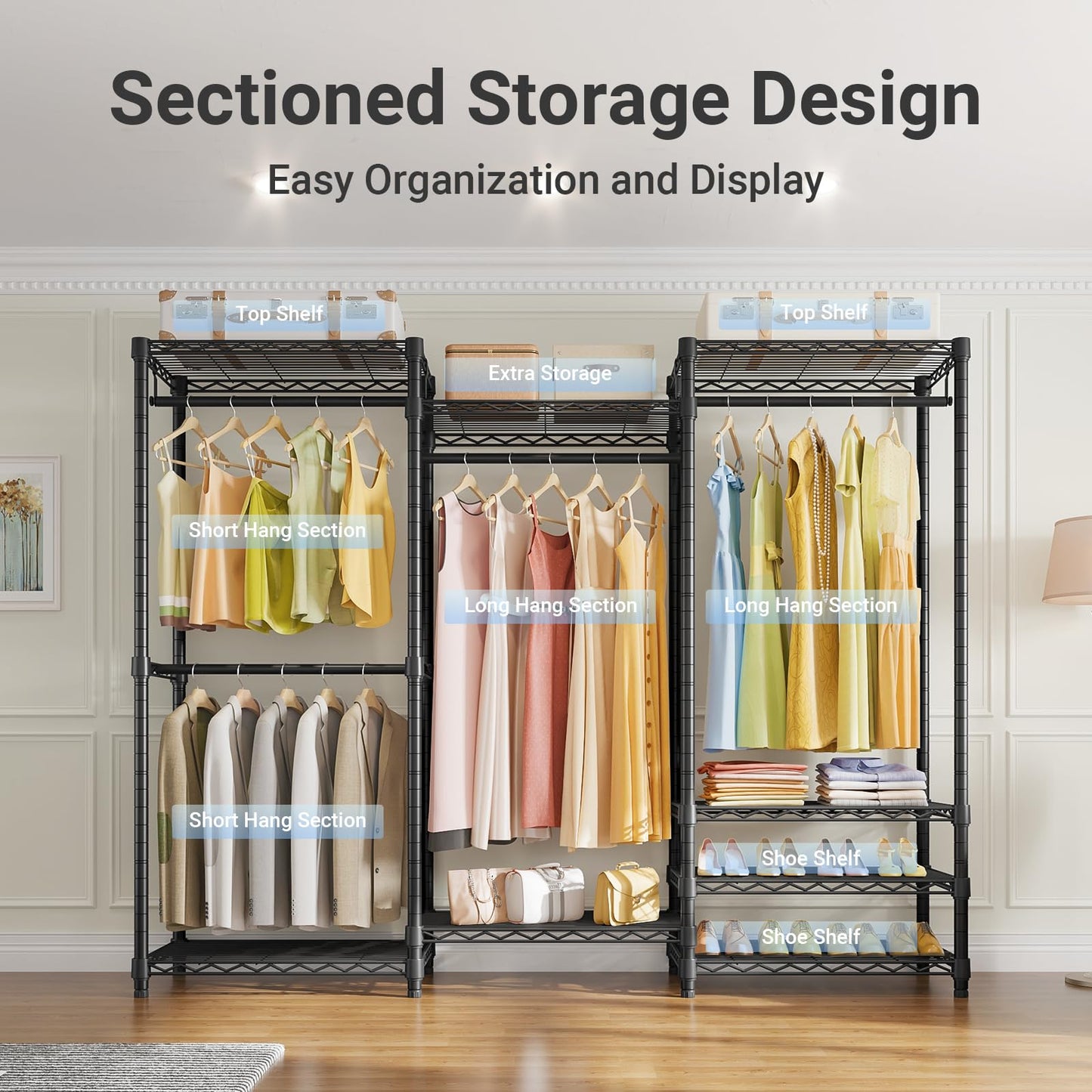 VIPEK V5 Heavy Duty Freestanding Modular Closet System, Black