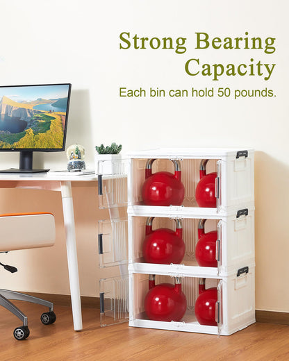OlarHike 48QT Foldable Storage Bins with Lids, White, 4-Pack