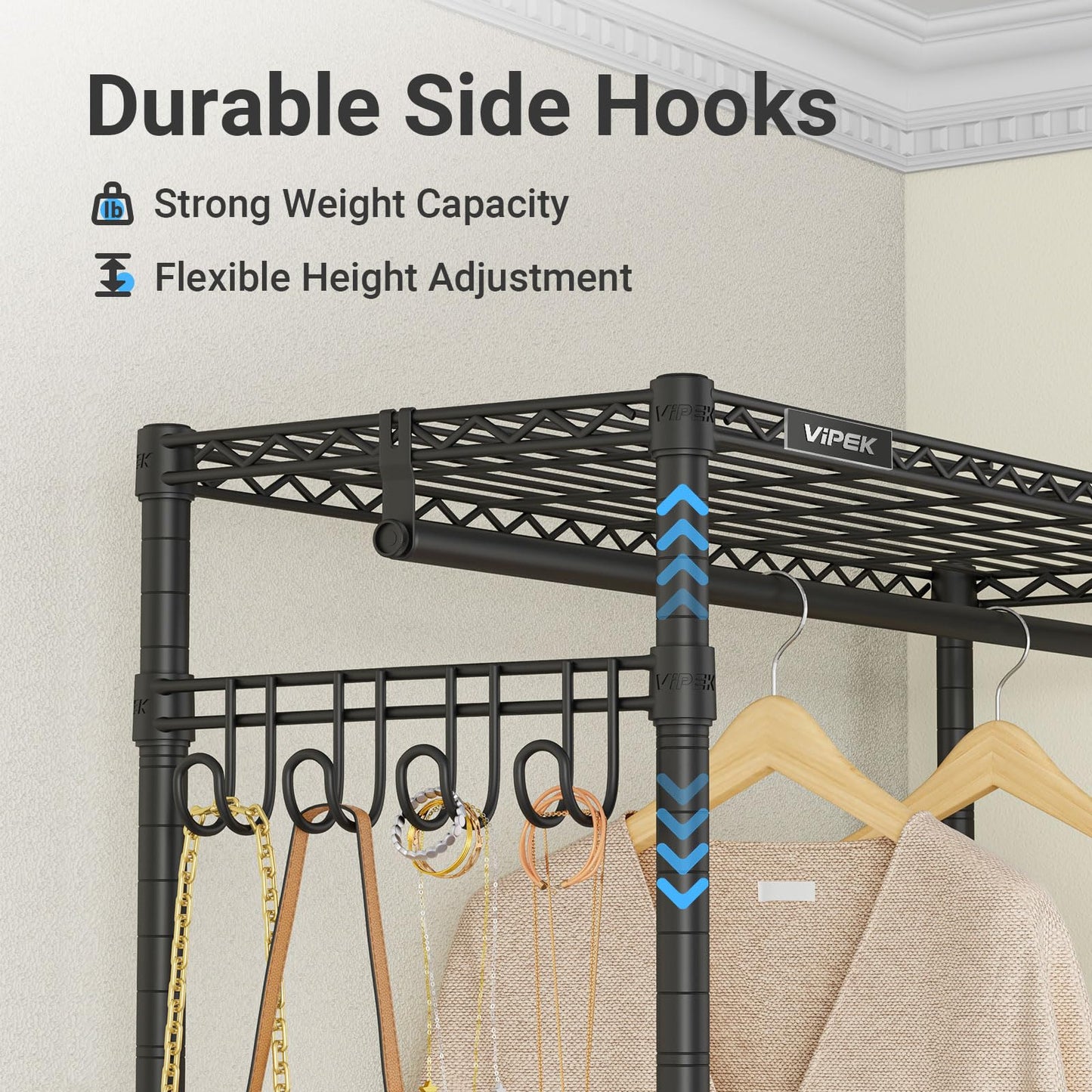 VIPEK R2 Plus Heavy Duty Rolling Clothes Rack for Hanging Clothes, Black