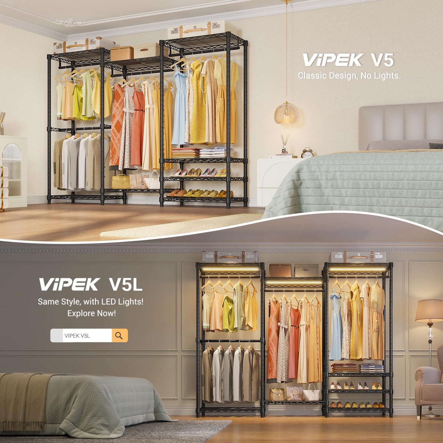 VIPEK V5 Heavy Duty Freestanding Modular Closet System, Black
