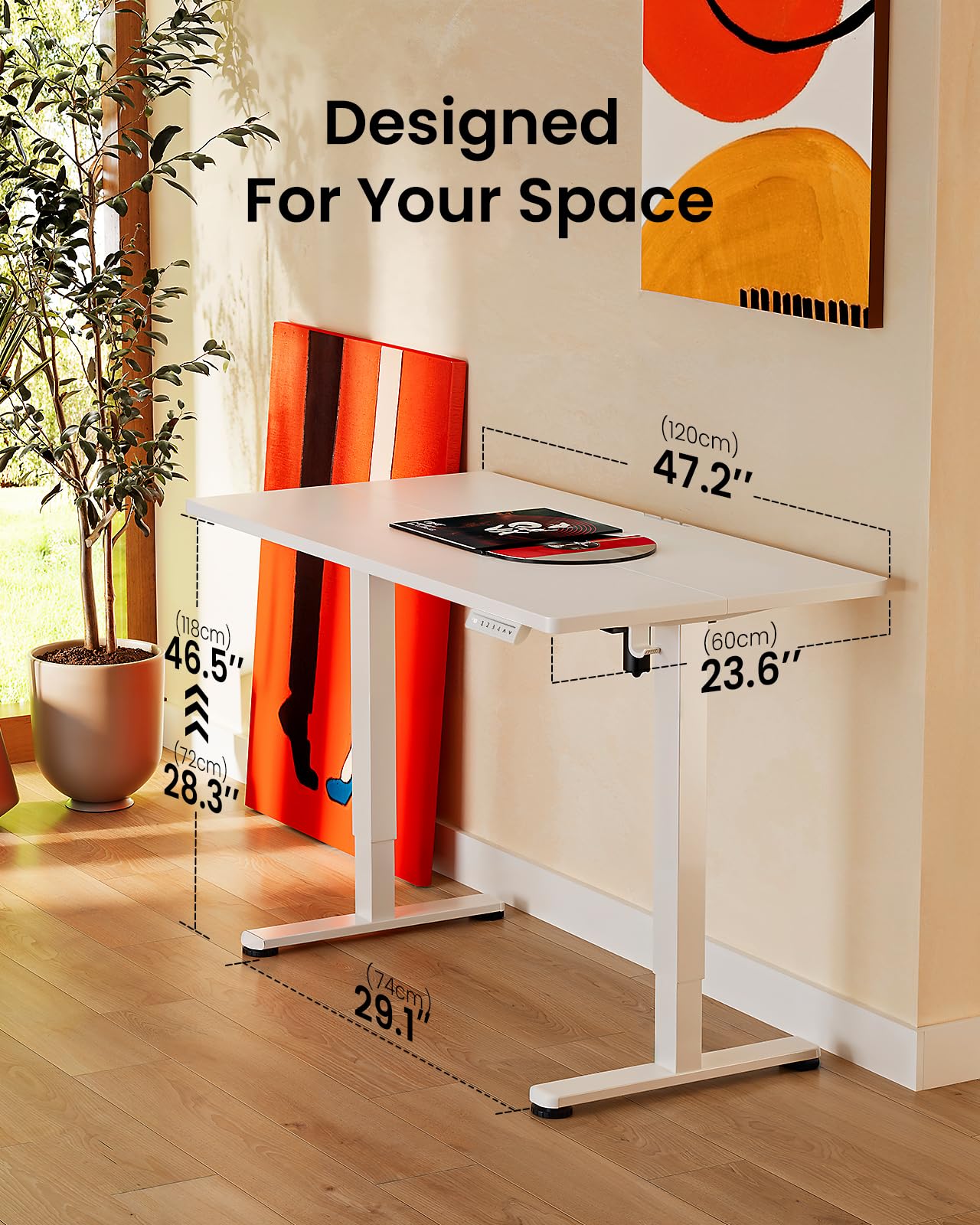 ErGear 48x24" Electric Height Adjustable Standing Desk – White