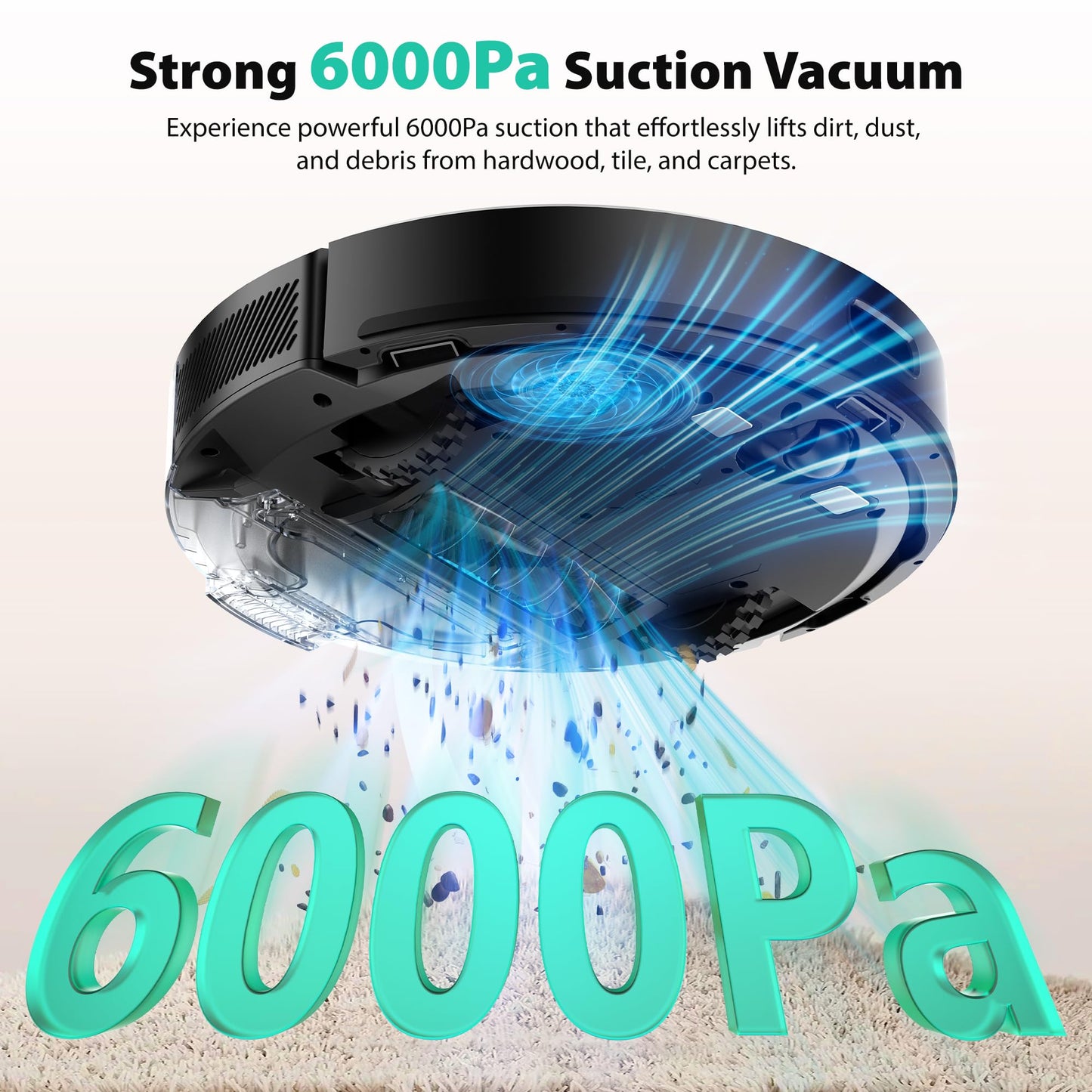 Tikom Robot Vacuum & Mop with Self-Emptying Base, 6000Pa Suction