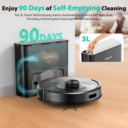 Tikom Robot Vacuum & Mop with Self-Emptying Base, 6000Pa Suction